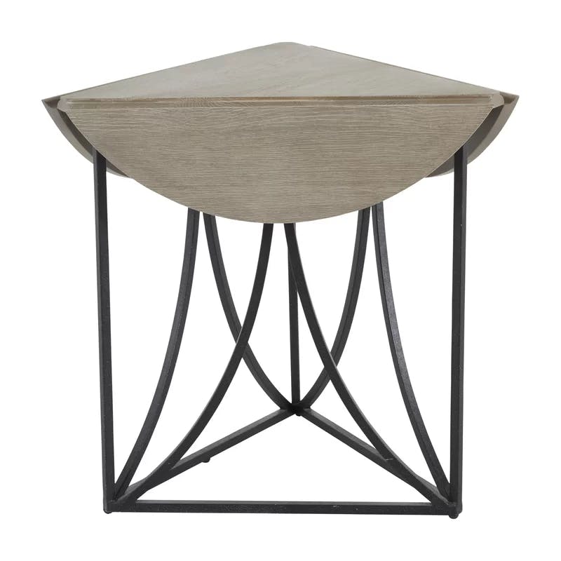 Odessa 30'' Gray Industrial Round Wood & Metal Side Table