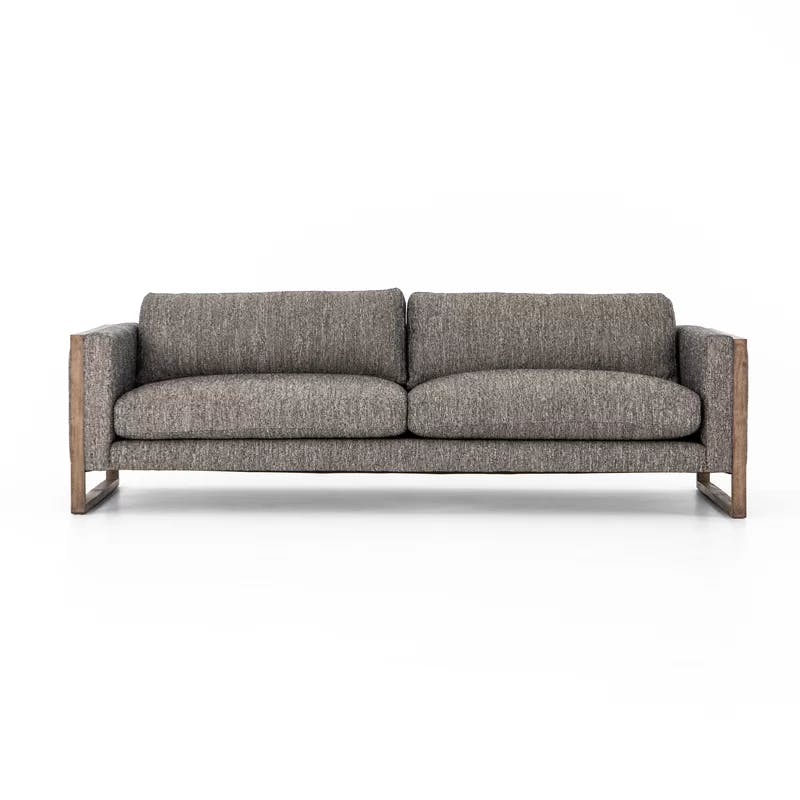 Arden Charcoal 97" Track Arm Sofa with Distressed Natural Frame
