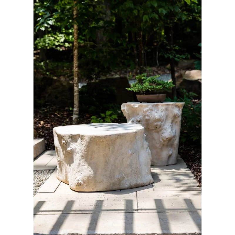 Roman Stone Large Outdoor-Use Cast Resin Log Stool