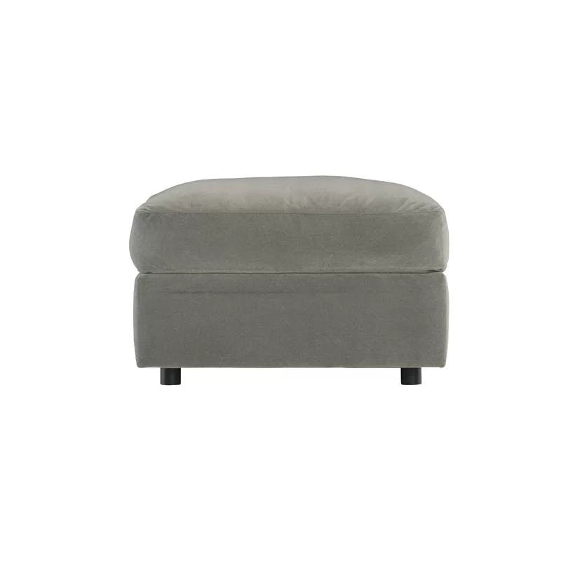 Casual Gray 30" Transitional Square Upholstered Ottoman