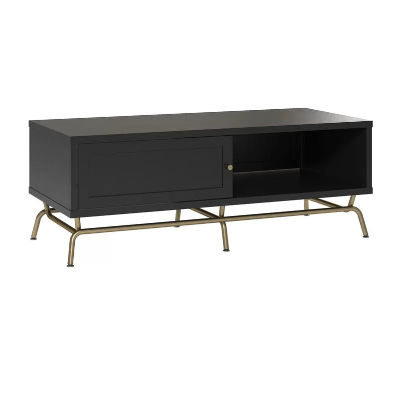 CosmoLiving Nova 53'' Rectangular Black and Gold Coffee Table with Storage