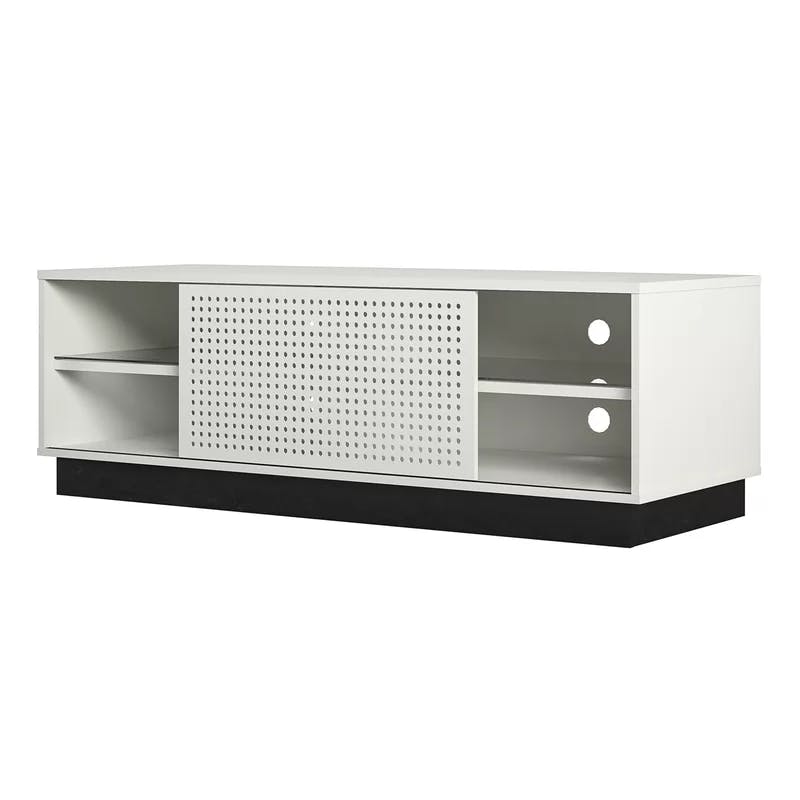 Contemporary White Gamer TV Stand with LED & Wire Management