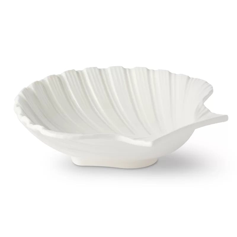 Coastal Earthenware Ceramic Scallop Shell Serving Platter