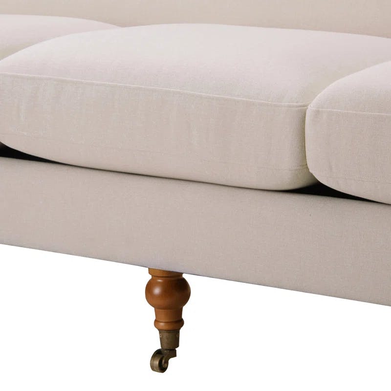 Alana Lawson 88'' Sky Neutral Velvet Upholstered Sofa