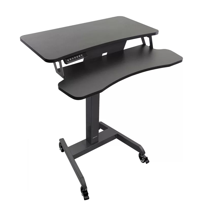 Mount-It! Adjustable Black Steel Mobile Standing Desk with Keyboard Tray 31.5"