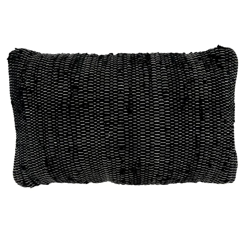 Saro Black Chindi 14" x 23" Cotton Rectangular Throw Pillow