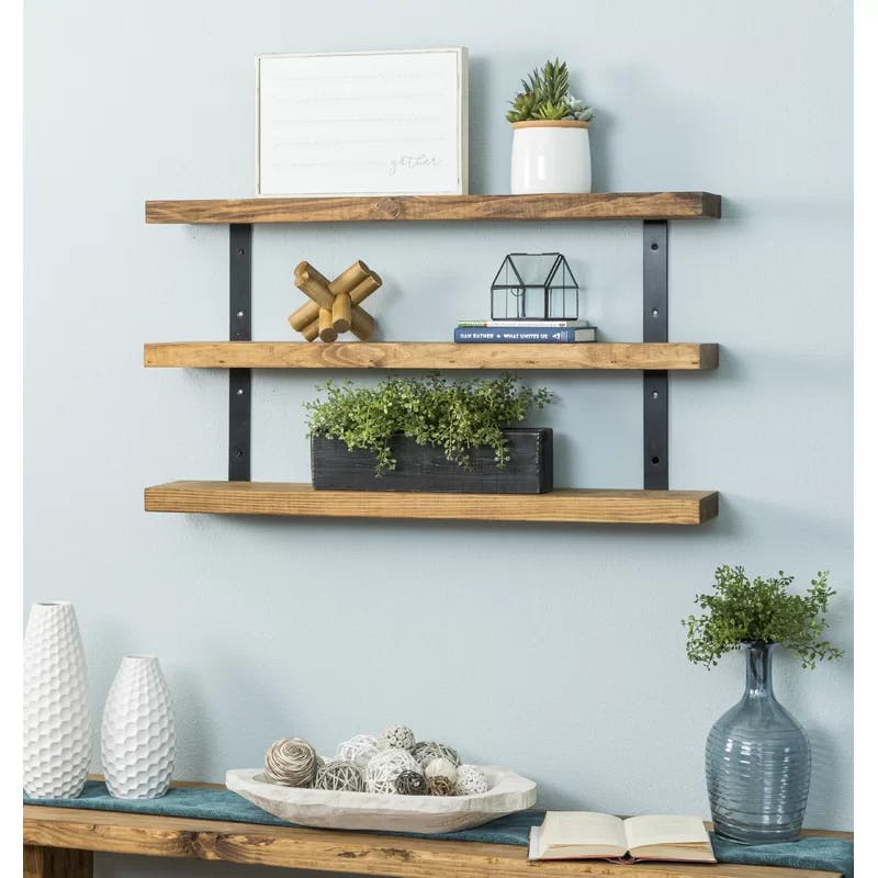Serene 3 Piece Pine Solid Wood Tiered Shelf