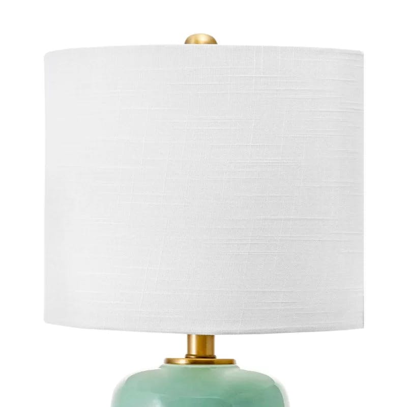Bell 26" White Ceramic Table Lamp with Fabric Drum Shade