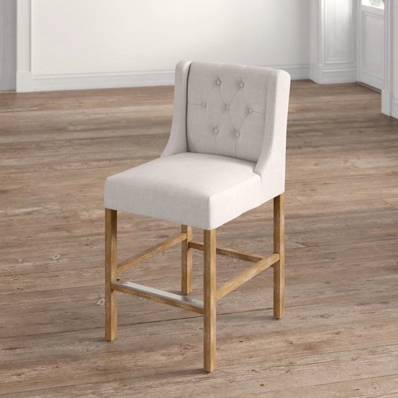 Karla 24" Brown Wood and Metal Adjustable Counter Stool with Tufted Back