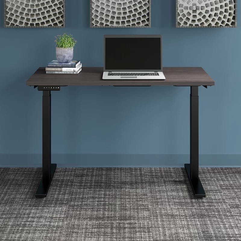 Storm Gray Electric Adjustable Height Desk with Black Steel Frame