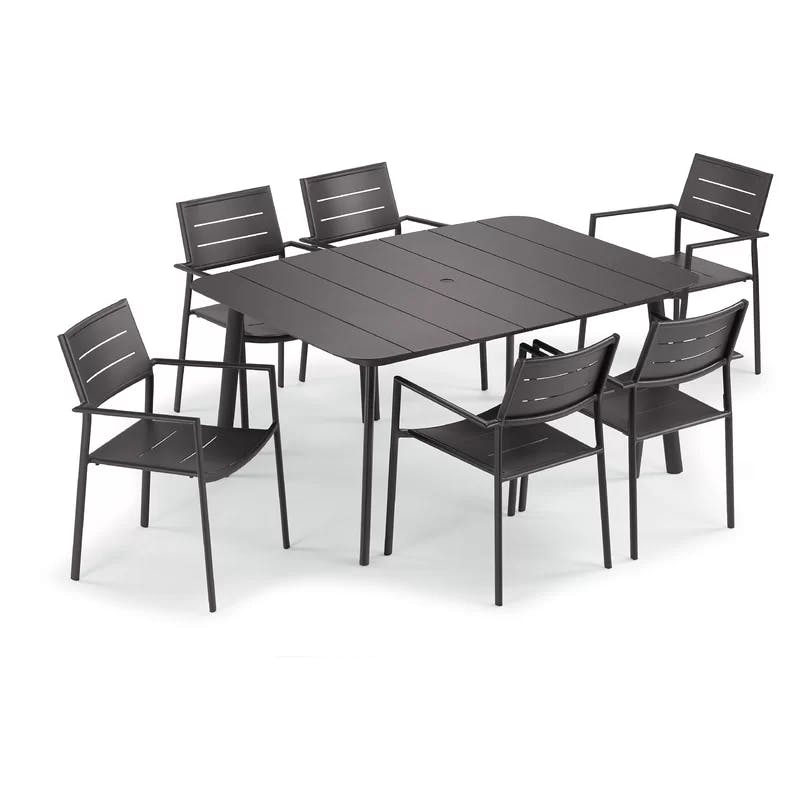 Eiland 68'' Sophisticated All-Aluminum 6-Person Outdoor Dining Set