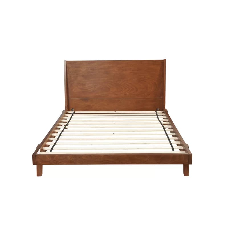 Dakota Acorn Brown Full Platform Bed with Mahogany Wood Frame