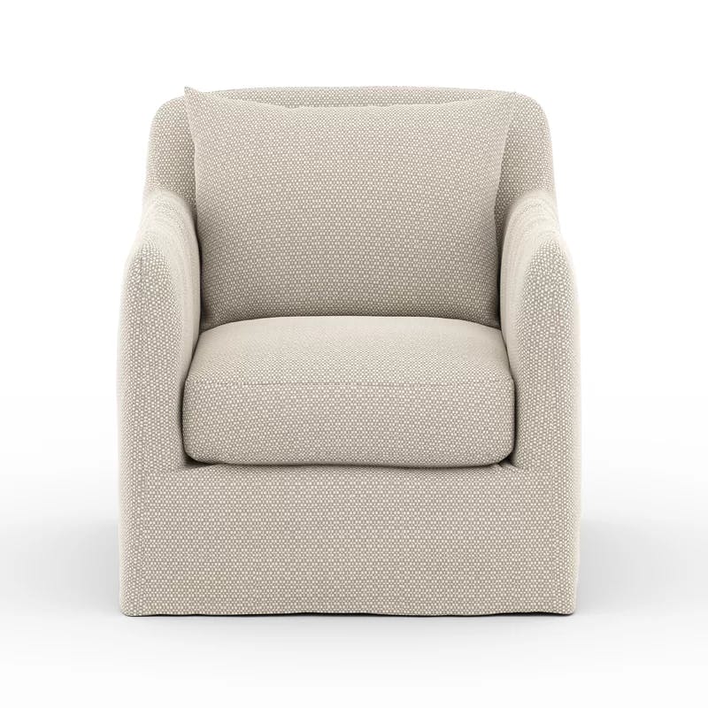 Contemporary Beige Swivel Dining Chair with Plush Cushions