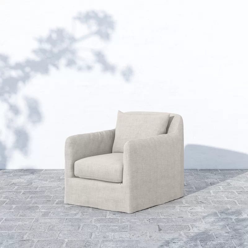 Orlena Stone Grey Weather-Resistant Outdoor Swivel Chair