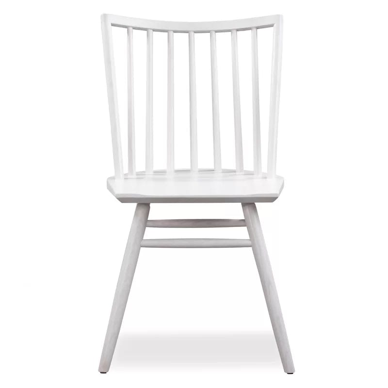 Contemporary Off-White Windsor Side Chair in Wire-Brushed Oak