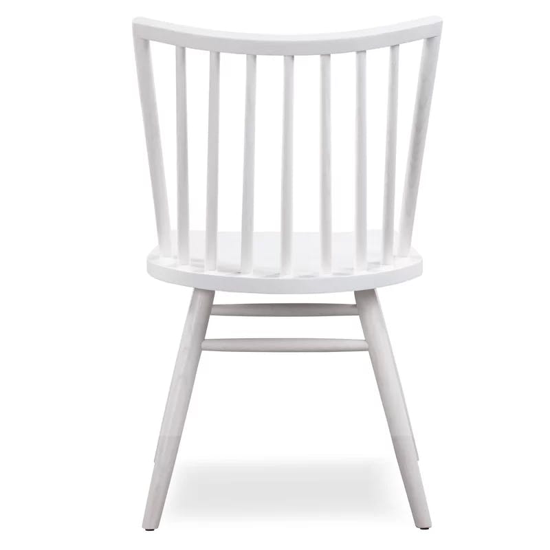 Contemporary Off-White Windsor Side Chair in Wire-Brushed Oak