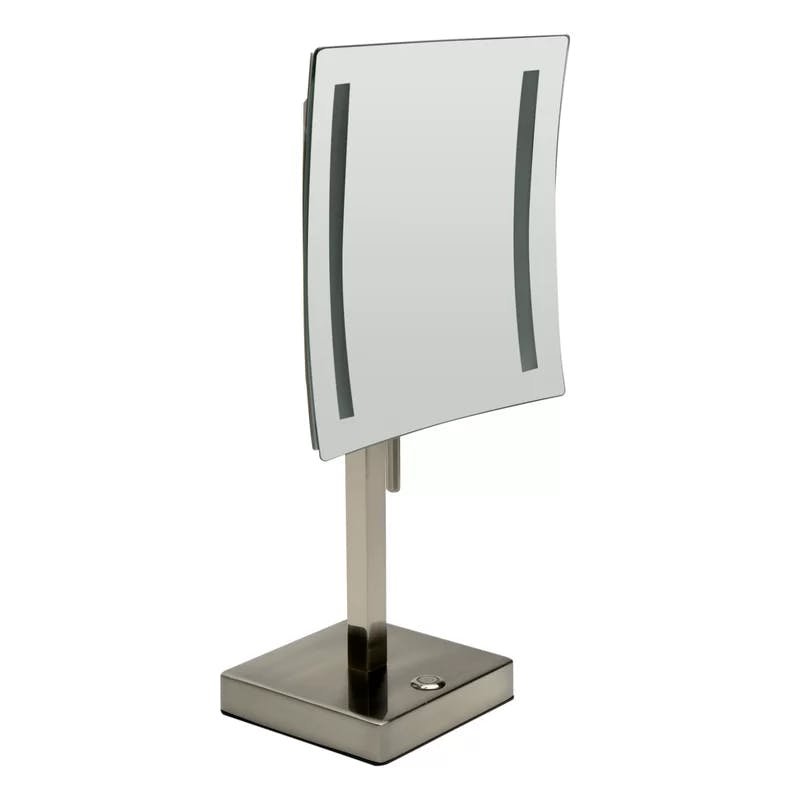 Brushed Nickel Square 8" LED Magnifying Countertop Mirror