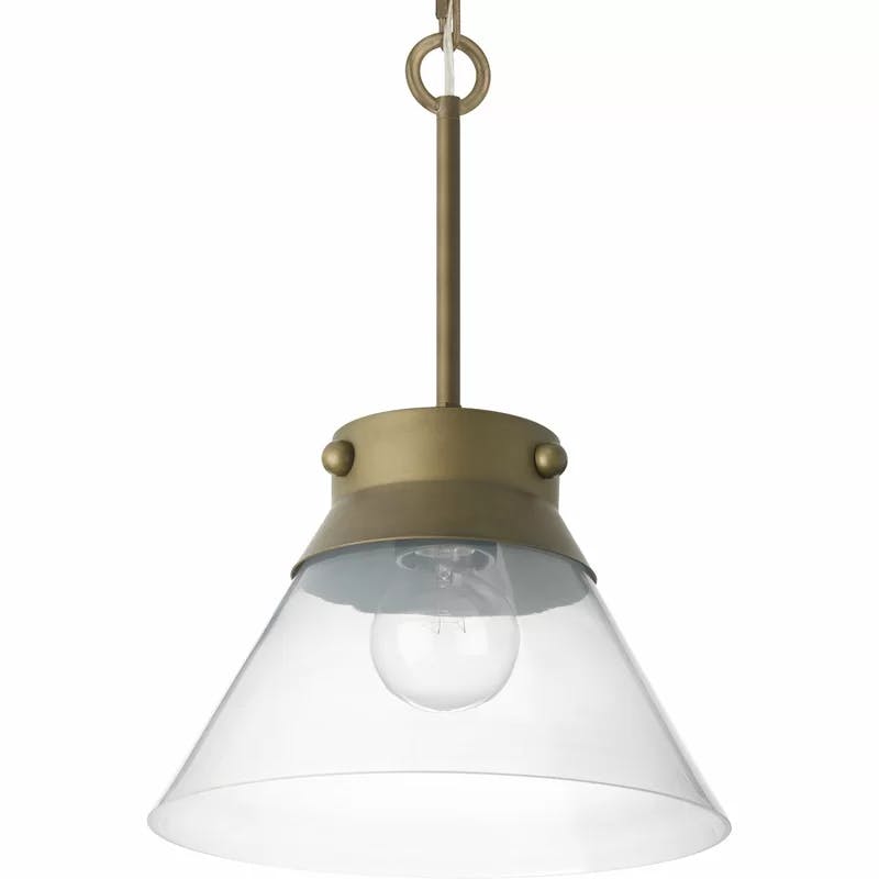 Tapia Trail Aged Brass 1-Light Pendant with Seeded Glass Shade