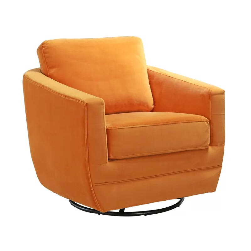 Marigold Velvet Barrel Swivel Chair with Metal Base