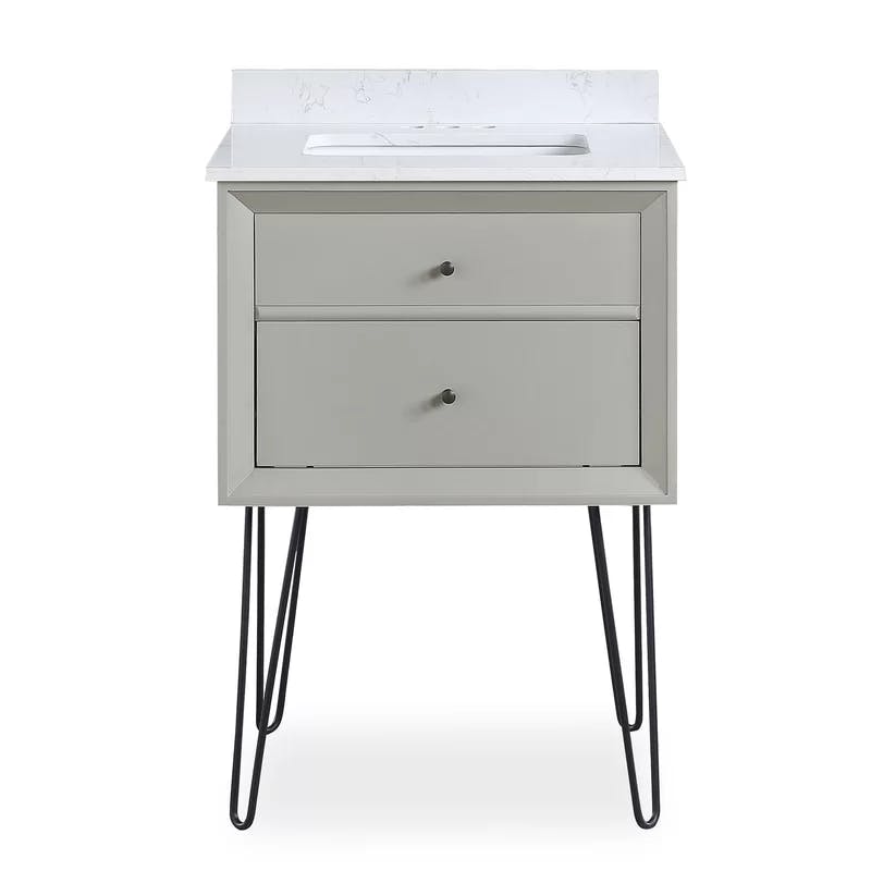 Midcentury Modern Tribecca 24" Wall-Mounted Vanity in Matte Gray