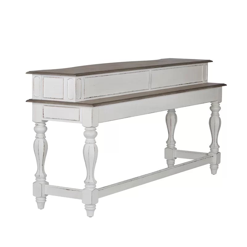 Magnolia Manor Traditional White Oak Console Bar Table with Storage