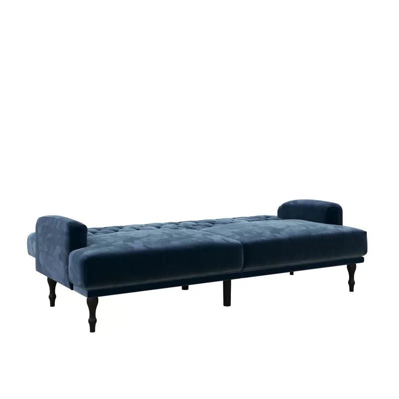 Ruby 78.5'' Blue Velvet Tufted Convertible Sofa Bed