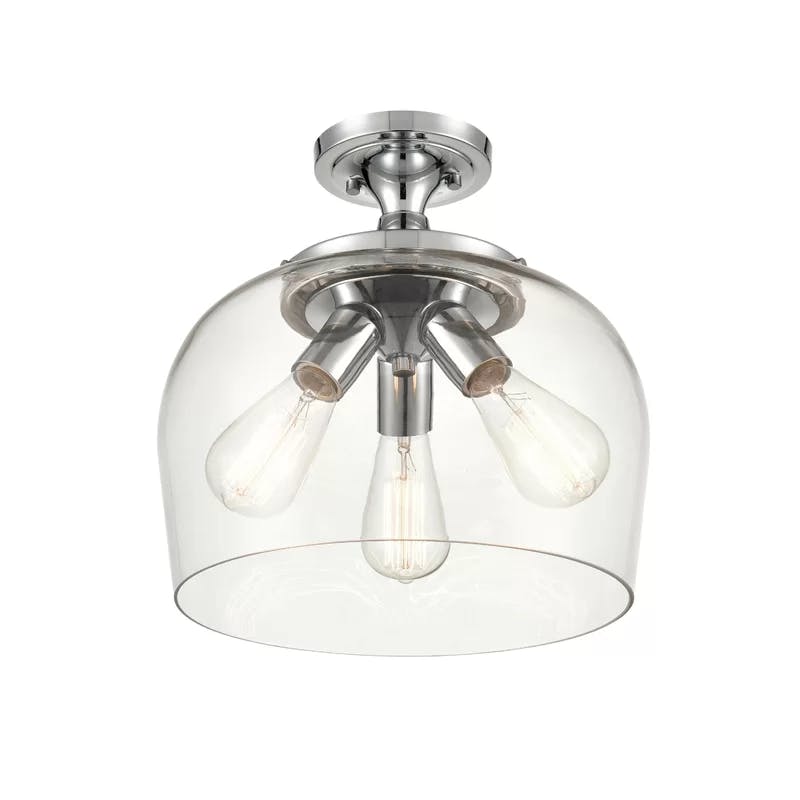 Cromkill 13" Modern Chrome Glass Semi-Flush Ceiling Bowl Light