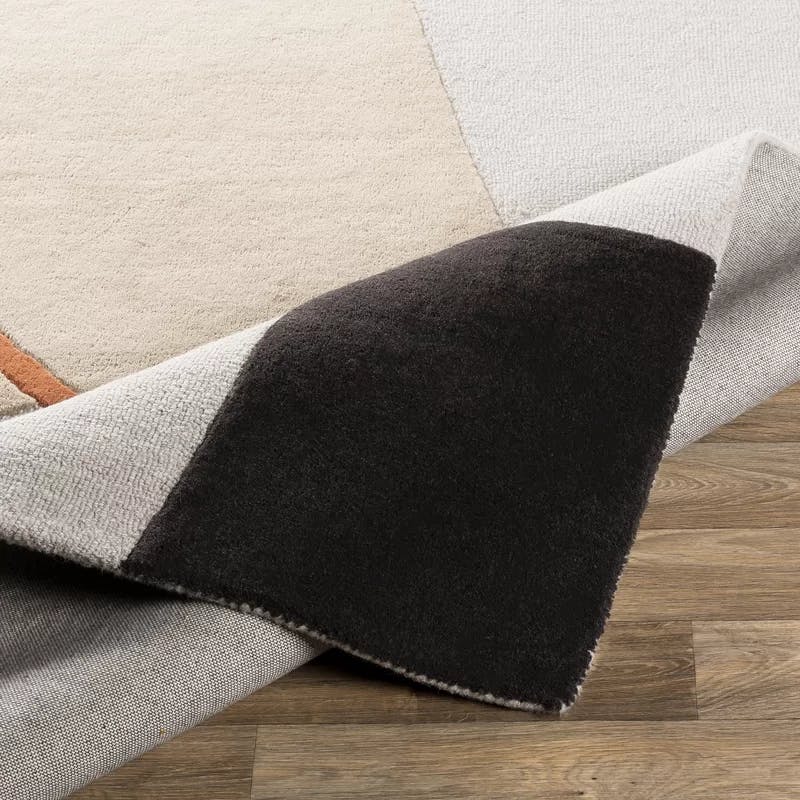 Handmade Tufted Wool Area Rug 5' x 7'6" - Black Spot Design