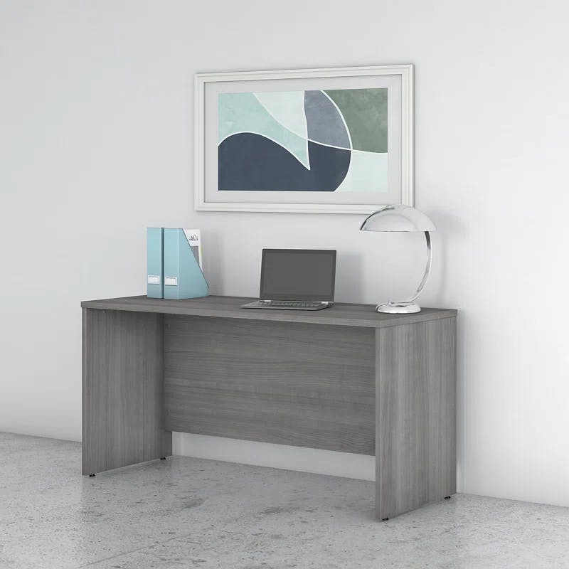 Platinum Gray Contemporary U-Shaped Credenza Desk with Drawer