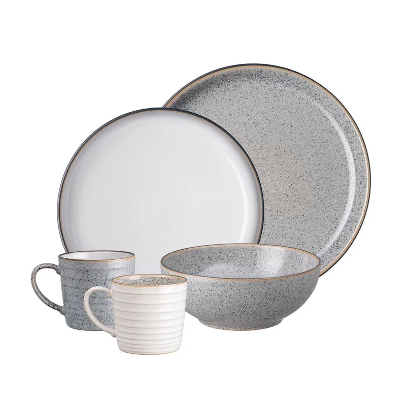 Studio Grey & White Ceramic Dinnerware Set for 4