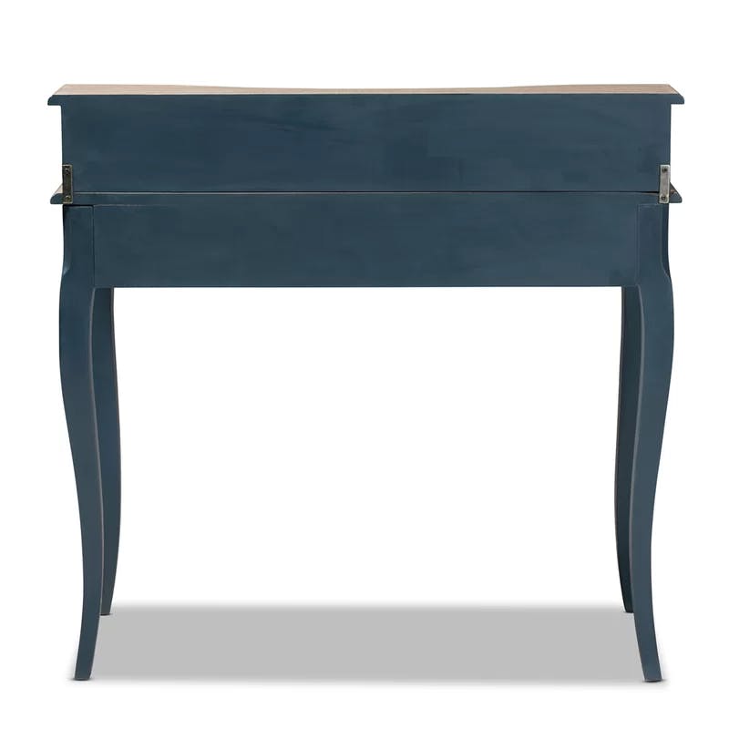 Celestine French Provincial Blue Spruce 40'' Wood Writing Desk with Brass Knobs