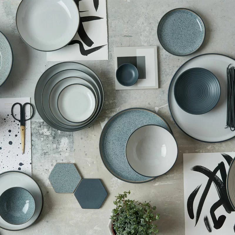 Studio Grey & White Ceramic Dinnerware Set for 4