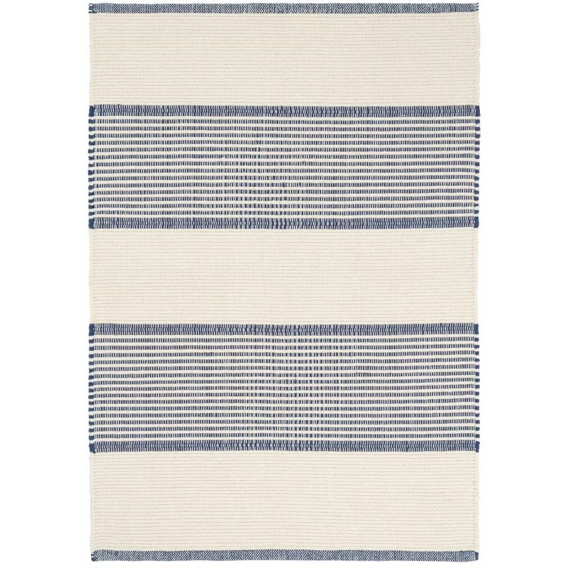 Ivory Striped Handwoven Cotton Area Rug 8' x 10'