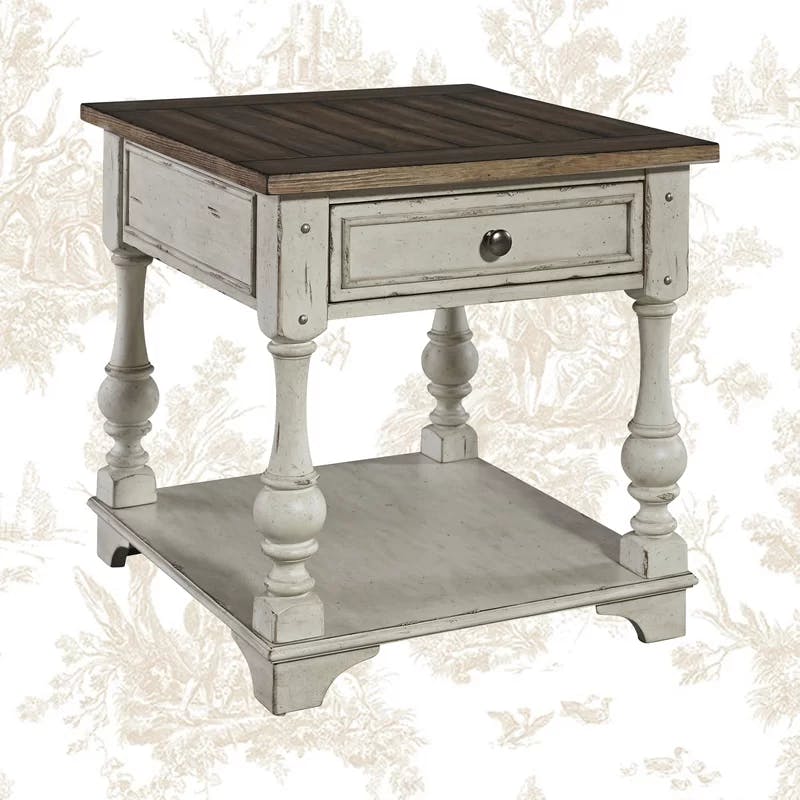 Morgan Creek Antique White and Tobacco 24'' Traditional End Table with Storage