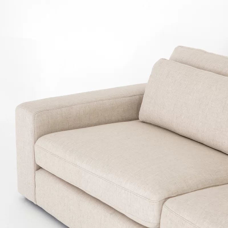 Bloor Beige Velvet Modular Sofa Chaise with Ottoman - 132"W