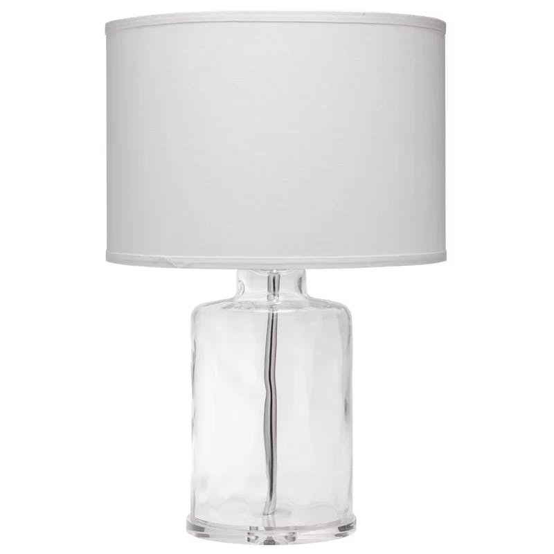 Napa Clear Glass Table Lamp with White Linen Shade