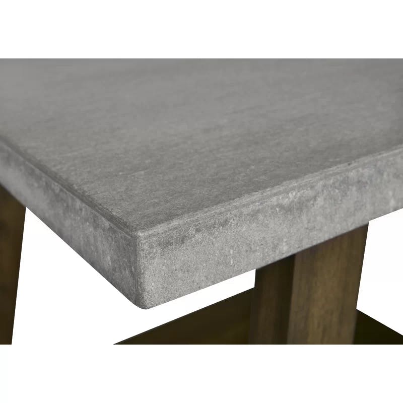 Transitional Auburn Wood & Concrete Gray Square End Table
