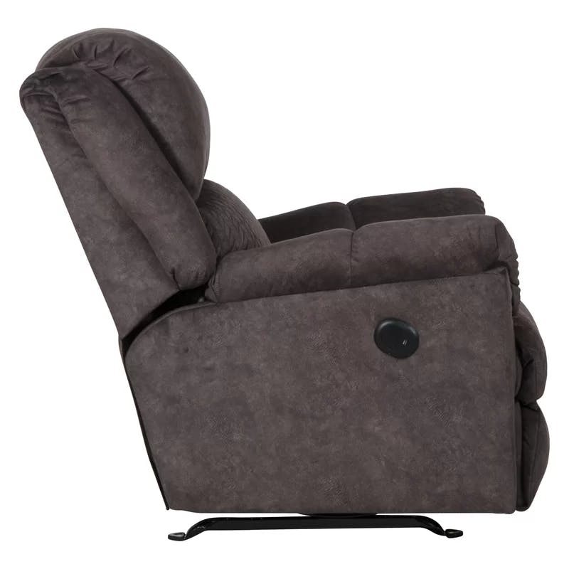 Traditional Chocolate Brown Polyester Power Recliner with USB Port