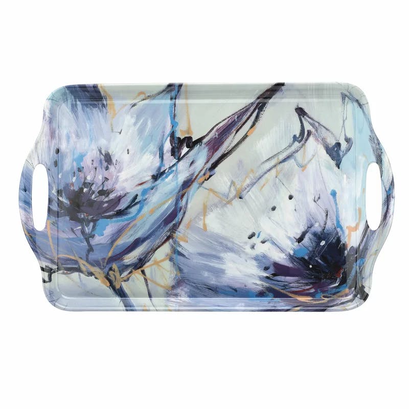 Lilac Garden Modern Melamine Serving Tray with Handles