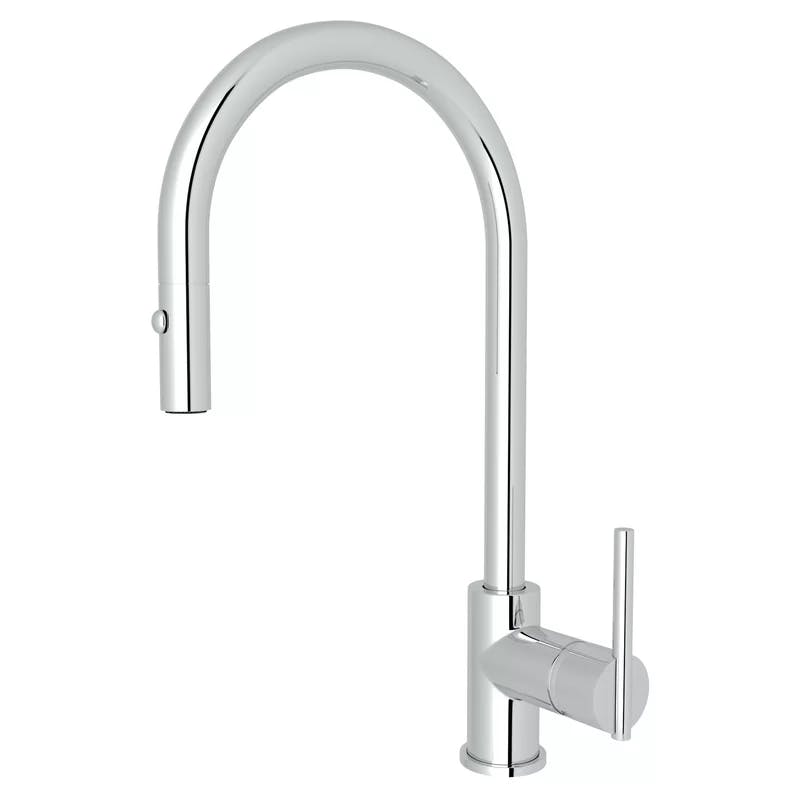 Modern 16'' Polished Nickel Kitchen Faucet with Pull-out Spray