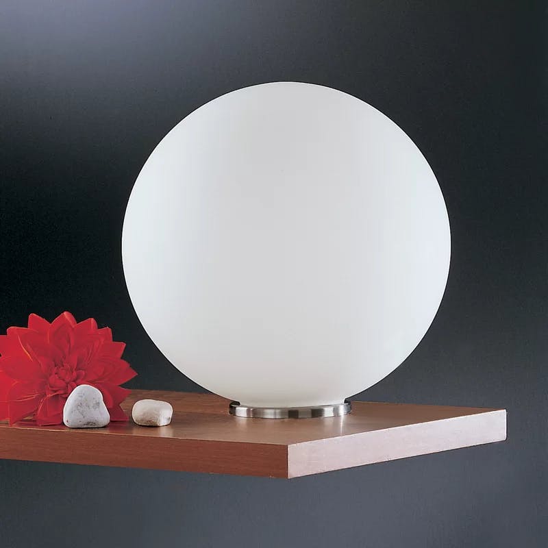 Rondo Silver Globe Table Lamp with Frosted Opal Shade