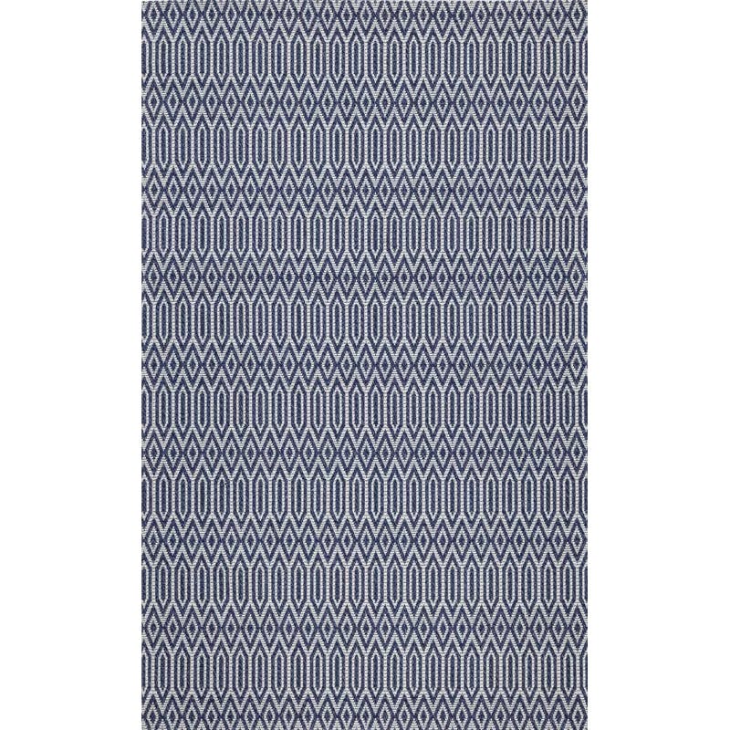 Artisan Blue and Grey Cotton Geometric Flatweave Rug, 2'4" x 3'8"