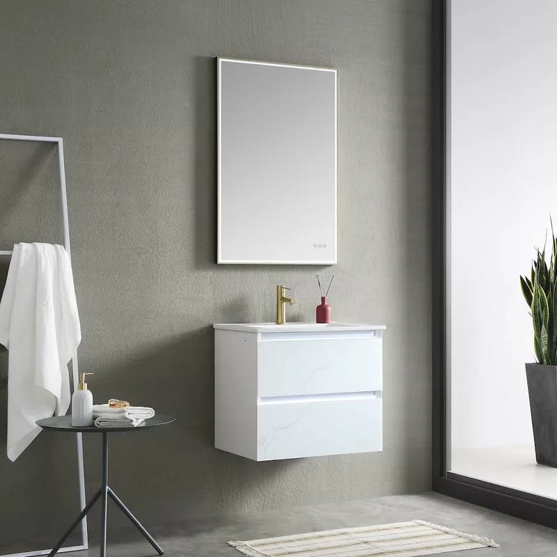 Jena 24'' Calacatta White Matte Single Bathroom Vanity with Ceramic Sink