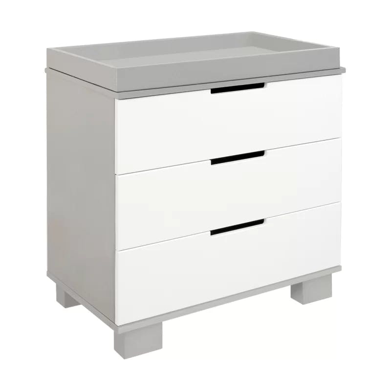 Modo Space-Saving 3-Drawer Changer Dresser in Grey and White