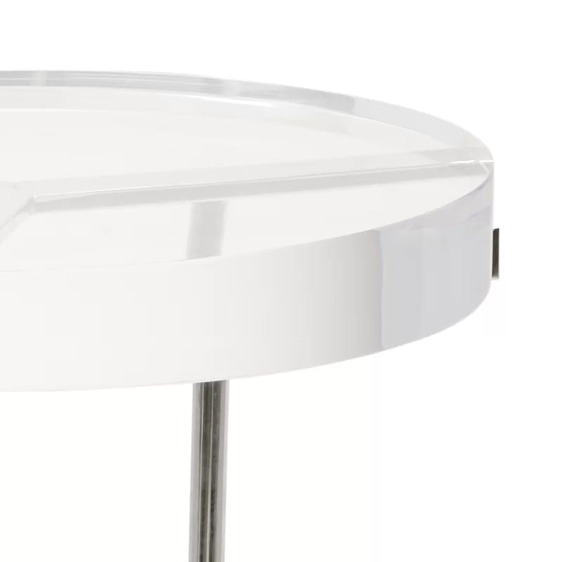 Ragsdale Polished Nickel 27" Round Acrylic Side Table