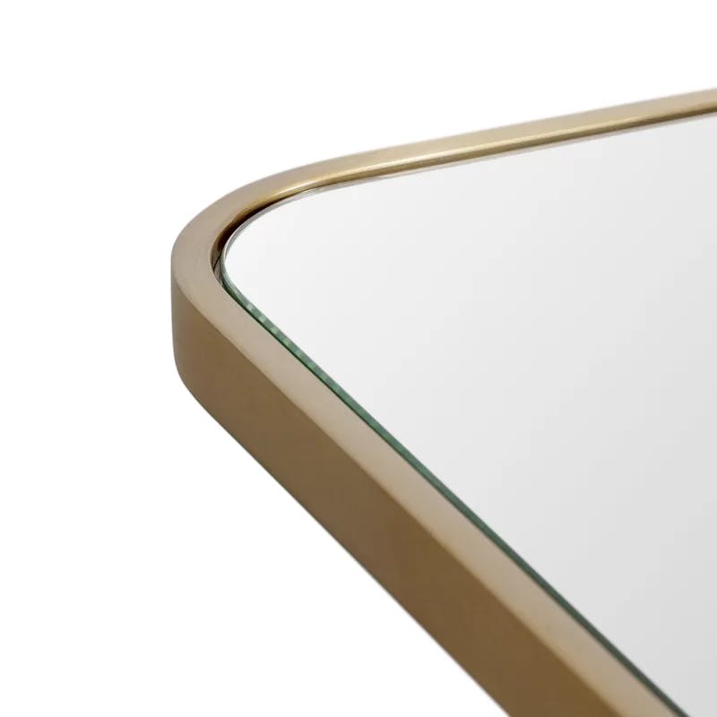 Trinity Sleek 48" Bronze and Gold Wood Framed Bathroom Mirror