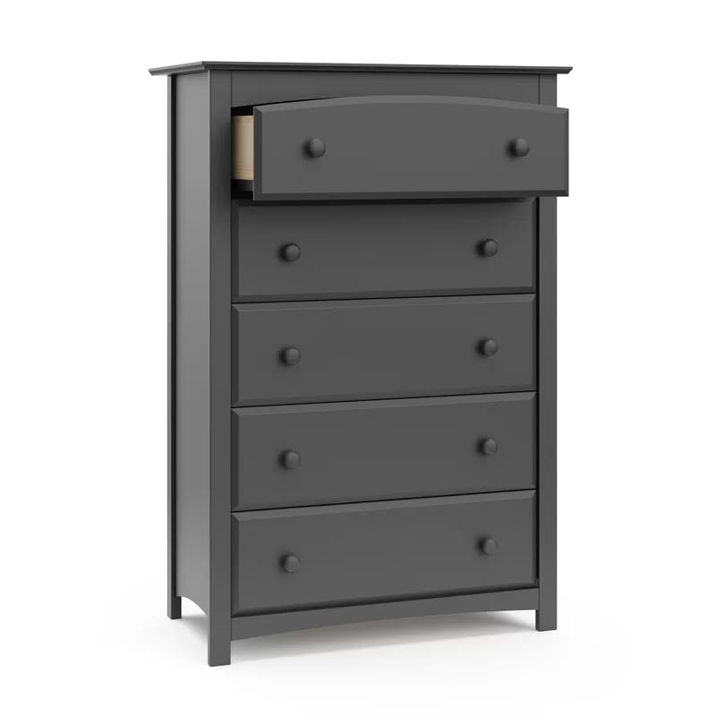Kenton Highboy-Style Gray 5-Drawer Nursery Dresser