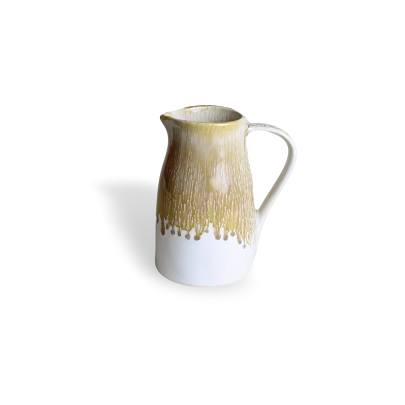 Point Lobos 12 oz White and Brown Ceramic Small Pitcher/Creamer