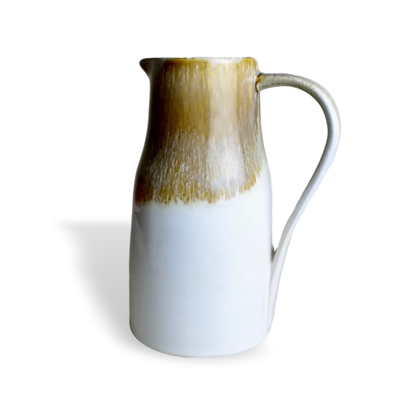 Point Lobos 8-Cup Rustic Brown and White Stoneware Pitcher