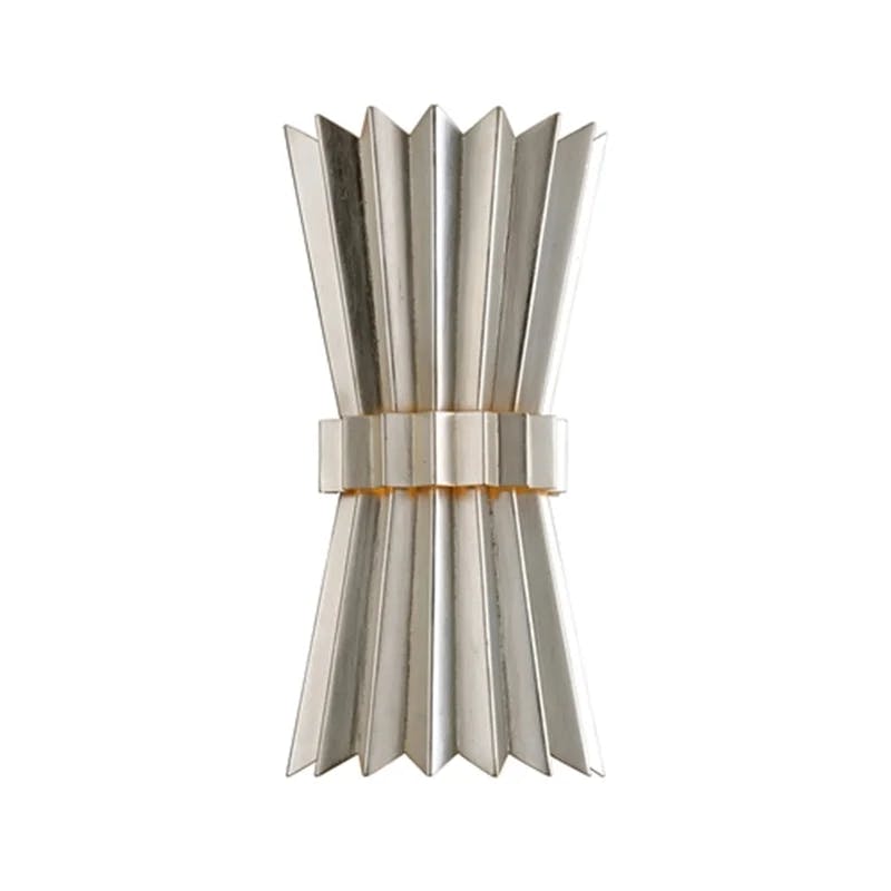 Elegant Silver Leaf Dimmable 2-Light Plug-In Wall Sconce